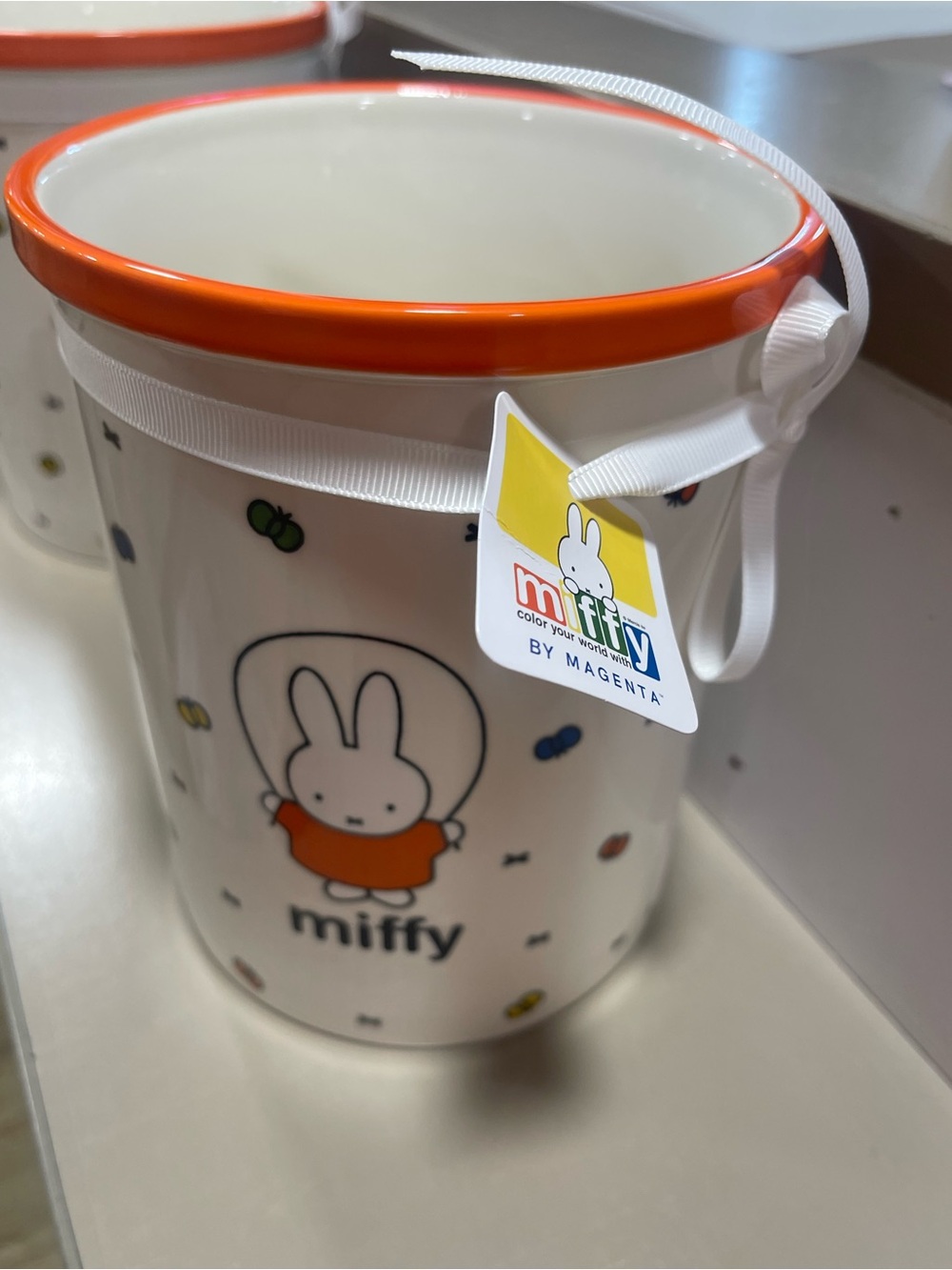 Magenta MIFFY colorful butterflies utensil holder/kitchen crock - Brand New